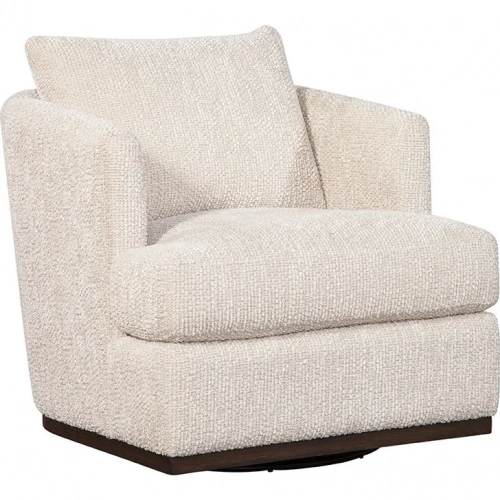 Mulholland Swivel Accent Chair in Disk Linen Neutral Fabric